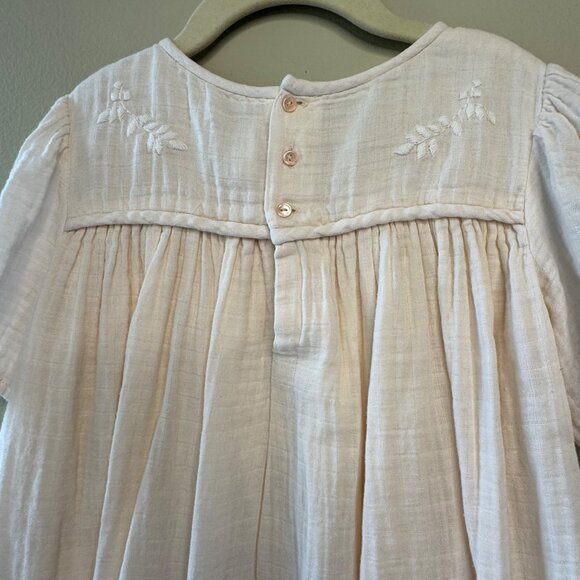 BONPOINT Embroidered Dress Girls 6 Vintage Inspired Pale Pink Cotton Embroidery - Picture 3 of 8
